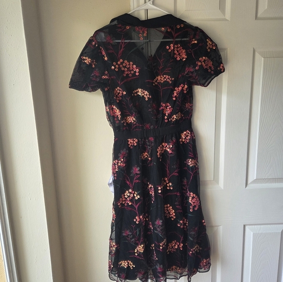 Dress The Population Dress S NWT Camille Floral Embroidered Fit & Flare - Picture 6 of 10